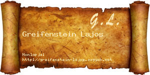 Greifenstein Lajos névjegykártya